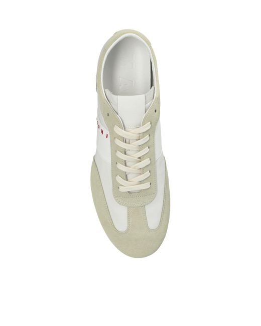 Marni White Logo Embroidered Softy Soccer Sneakers for men