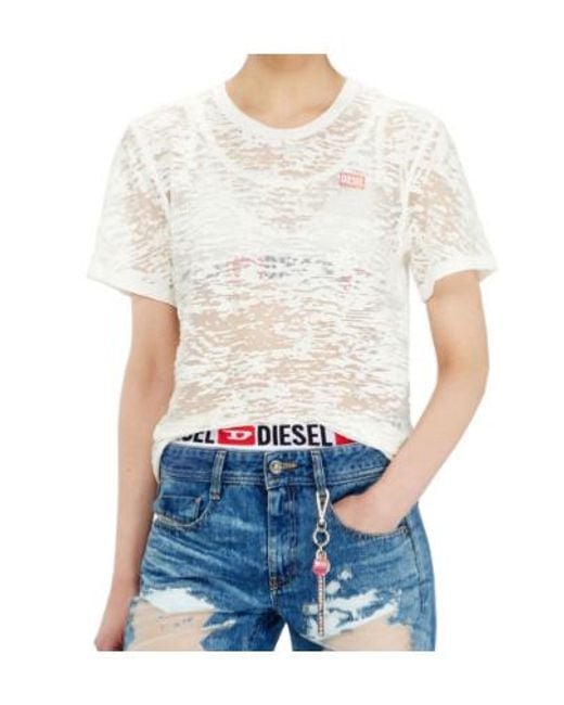 DIESEL White X Tinder Burnout-Effect Logo-Patch T-Shirt for men