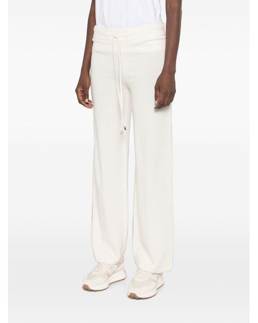 ERMANNO FIRENZE White Drawstring-Waist Fine-Knit Trousers