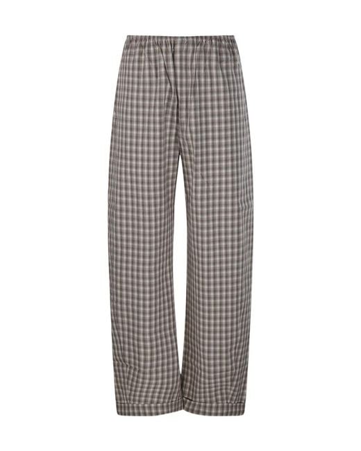 Nanushka Gray Yayoi Gingham Wide-Leg Pants