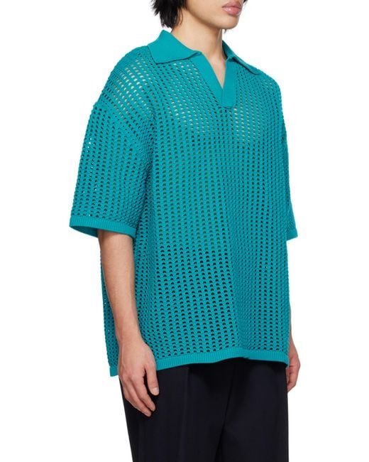 Wooyoungmi Blue Shoulder-Length Polo Shirt for men
