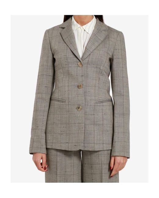 Semicouture Gray Long-Sleeved Suit Jacket