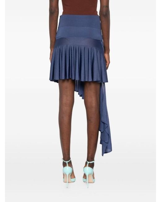Alaïa Blue Alaïa Asymmetric Ruffled Skirt