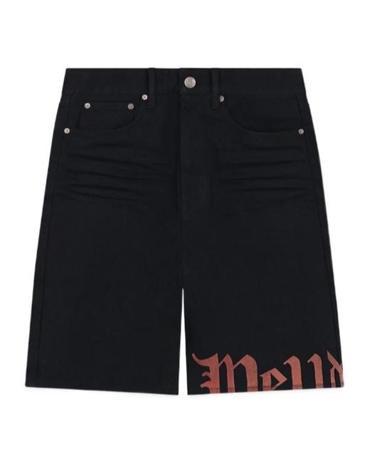 we11done Black Logo-Print Bermuda Shorts for men