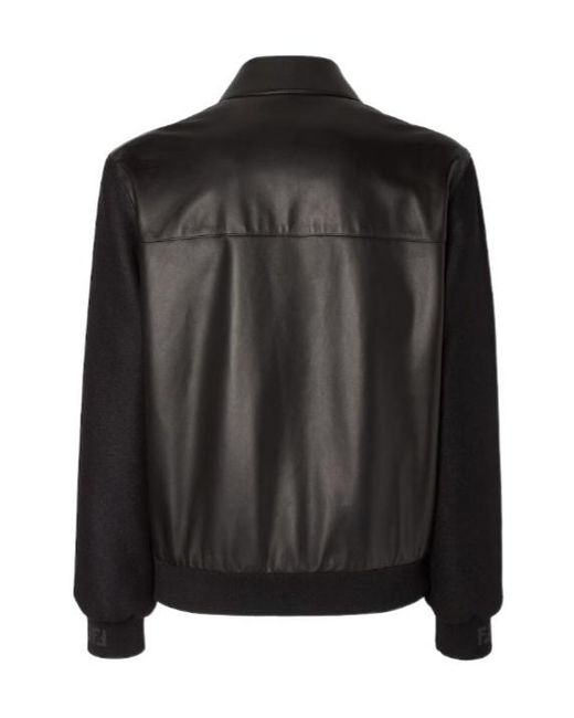 Fendi Black Wool And Leather Blouson for men