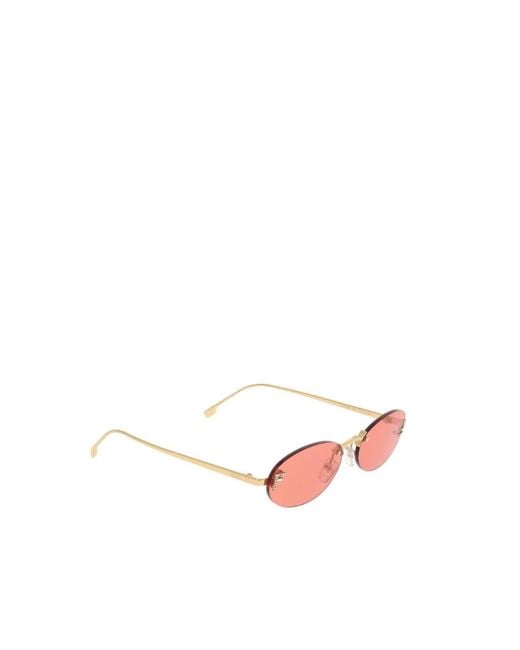 Fendi Pink Eyewear Oval Frame Sunglasses