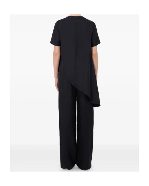 Loulou de Saison Blue Madea Draped Asymmetric Top