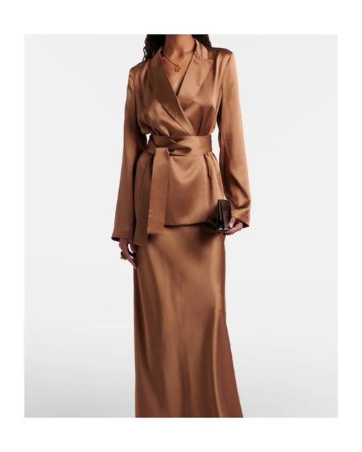 Joseph Brown Archer Double-Breasted Silk Satin Blazer