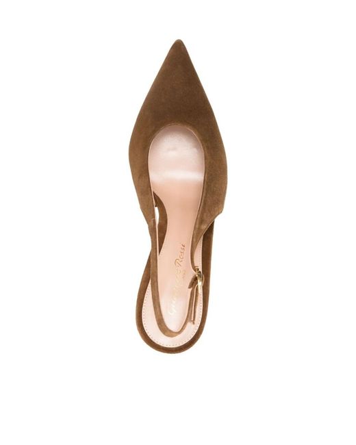 Gianvito Rossi Brown Robbie Pointed Toe Slingback Pumps