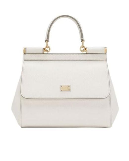 Dolce & Gabbana White Sicily Small Tote Bag
