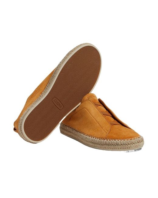 Zegna Brown Triple Stitch Espadrilles for men