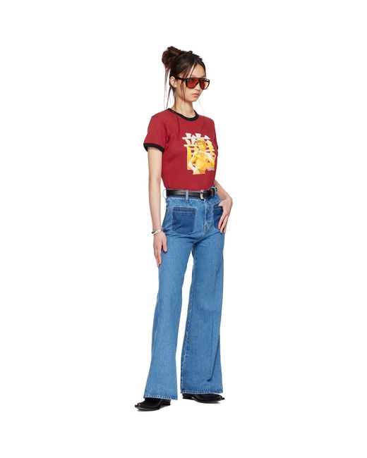 Lu'u Dan Blue Bruce Lee X Collaboration Nocturnal Flare Jeans for men