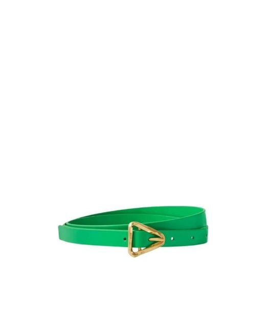 Bottega Veneta Green Triangle-Buckle Leather Belt