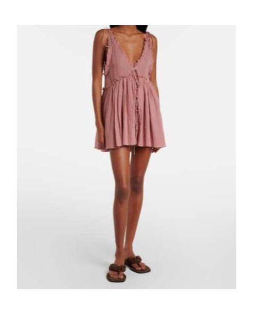 The Attico Pink Ruffled Cotton Gauze Minidress