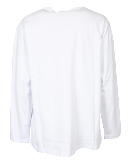 MSGM White Logo Printed Long-Sleeved T-Shirt for men