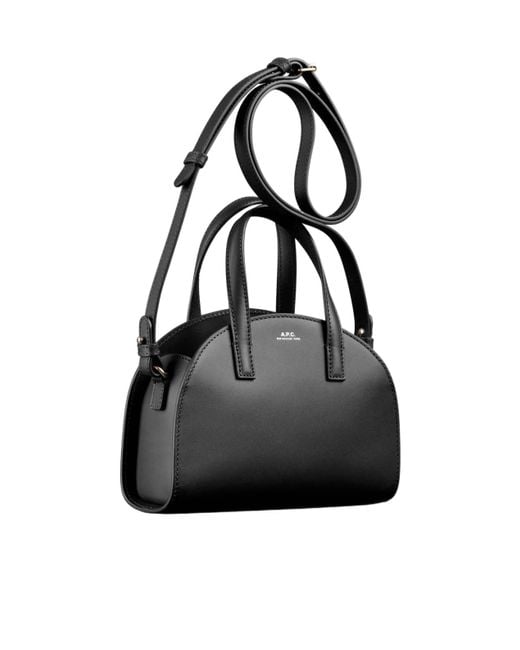 A.P.C. Black Demi-Lune Logo Stamp Small Tote Bag