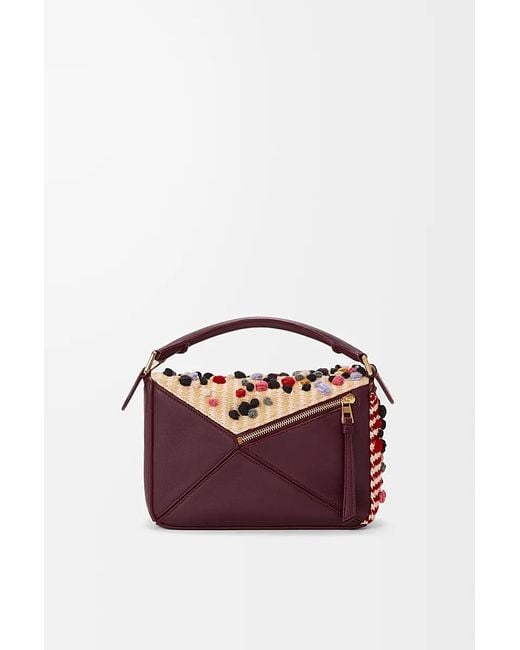 Loewe Pink Small Embroidered Fabric Puzzle Bag