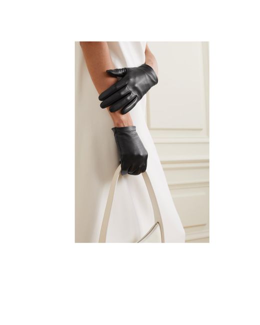 The Row Black Lorella Leather Gloves