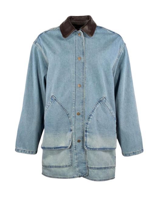 Woolrich Blue Shirt-Collar Pocket Denim Jacket