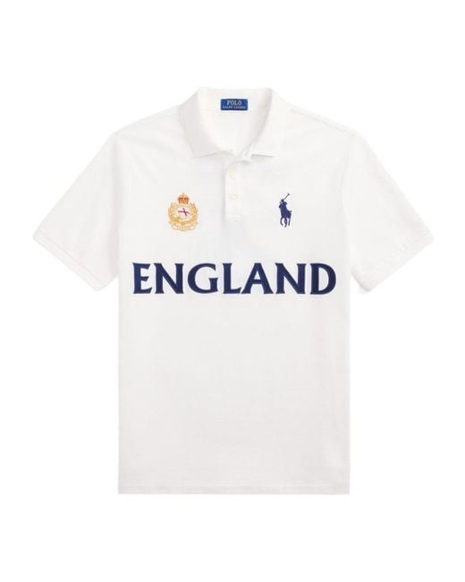 Polo Ralph Lauren White England Crest Short-Sleeved Polo Shirt for men