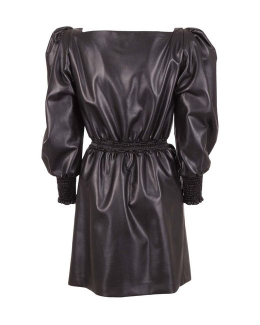 Philosophy Di Lorenzo Serafini Black Faux-Leather Mini Dress