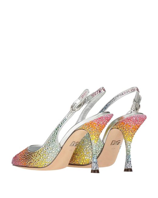 Dolce & Gabbana Metallic Colored Leather Mid-Heel Shoes