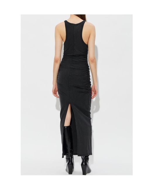 M I S B H V Black Logo-Print Ruched Dress