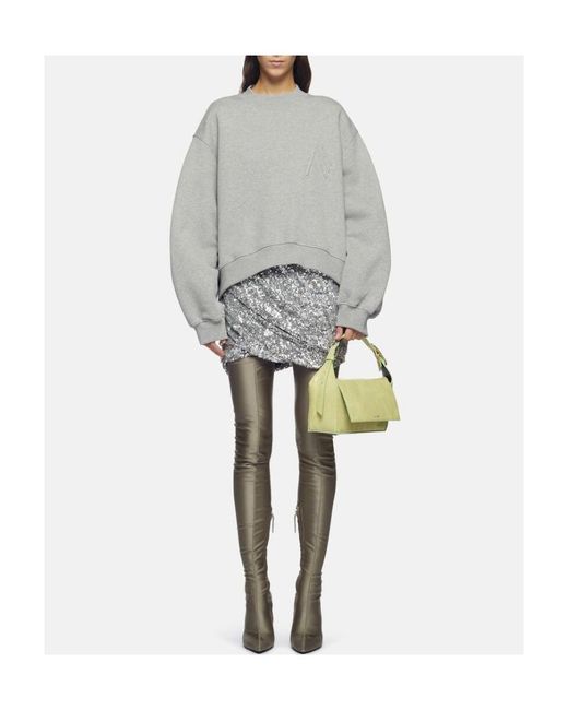 The Attico Gray The All-Over Sequinned Mini Skirt