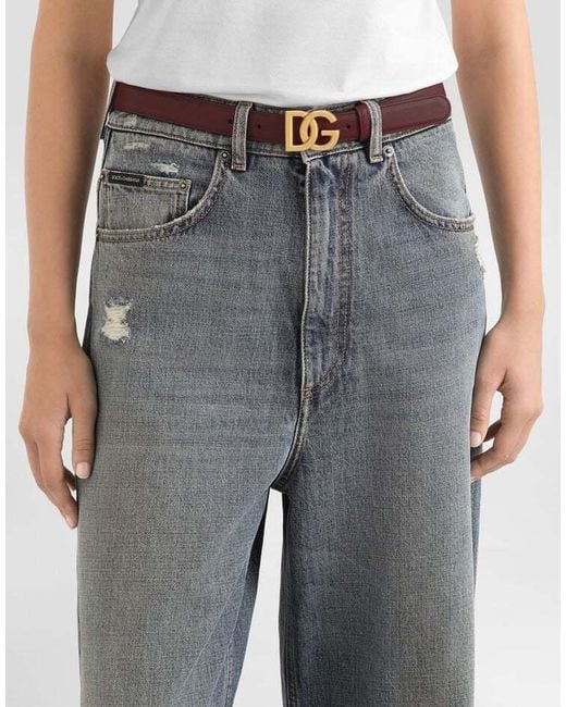 Dolce & Gabbana White Dg Buckled Belt