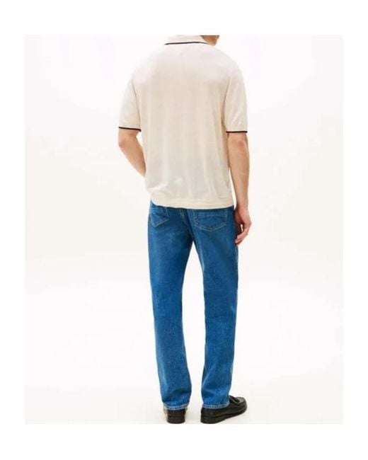 Tommy Hilfiger Blue Woven Linen Polo Shirt for men