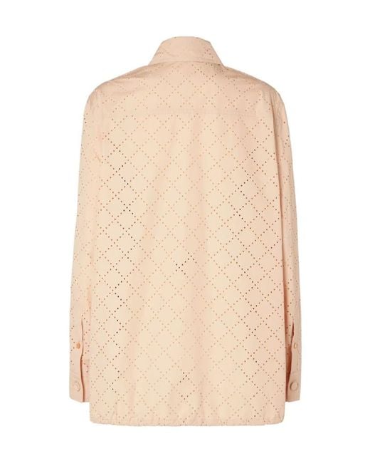 Fendi Natural Broderie-Anglaise Long-Sleeve Shirt