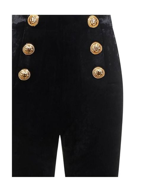 Balmain Black Skinny Velvet Trousers