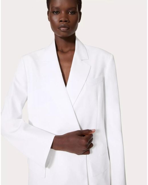 Valentino White Double-Breasted Long-Sleeved Jacket