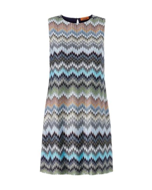 Missoni Blue Sleeveless Chevron Mini Dress