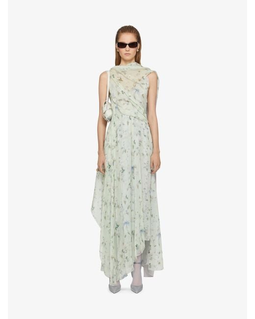 Givenchy Green Printed Draped Dress