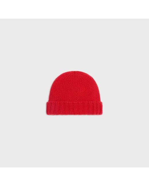 Céline Red Triomphe Beanie