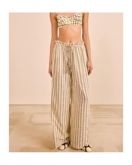 Ulla Johnson Natural Josephine Striped Tassel Trousers