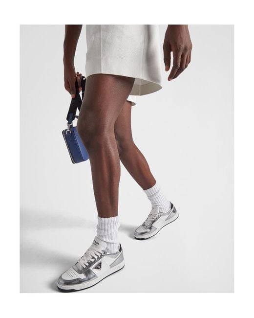 Prada White Downtown Leather Sneakers for men