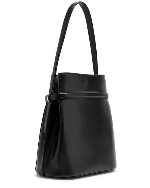 Totême Black Logo Leather Bucket Bag
