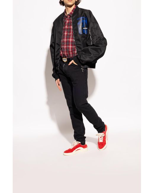 DSquared² Red Round-Toe Lace-Up Sneakers for men