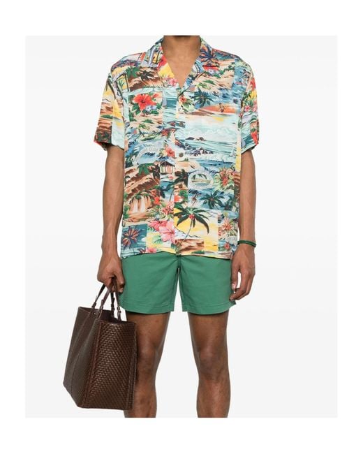 Polo Ralph Lauren Gray Light Short-Sleeved Shirt With Tropical Print for men