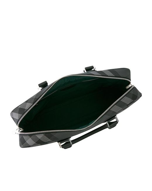 Burberry Black Grid Check Pattern Briefcase for men