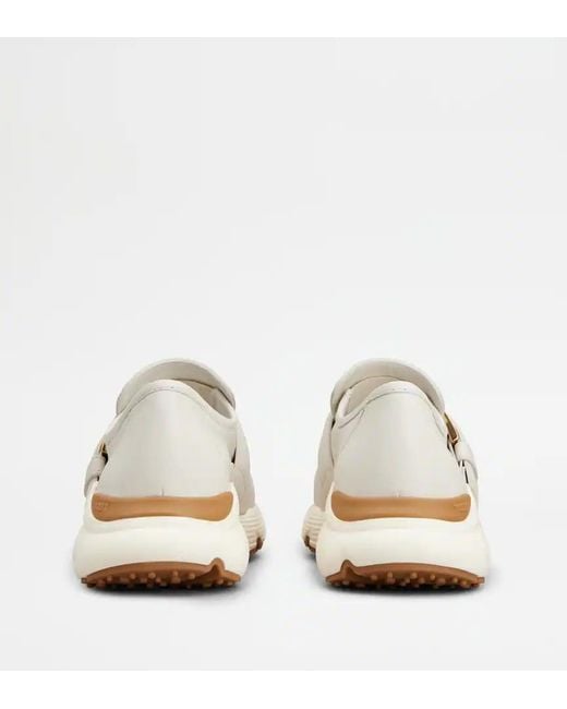 Tod's White Buckle-Strap Slip-On Sneakers