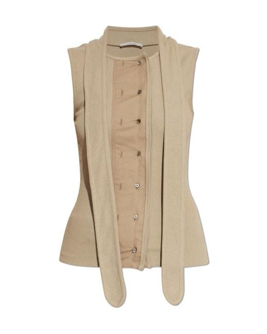 Lemaire Natural Draped Panelled Sleeveless Top