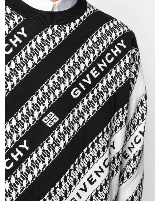 Givenchy White Chain Logo-Print Knitted Jumper for men