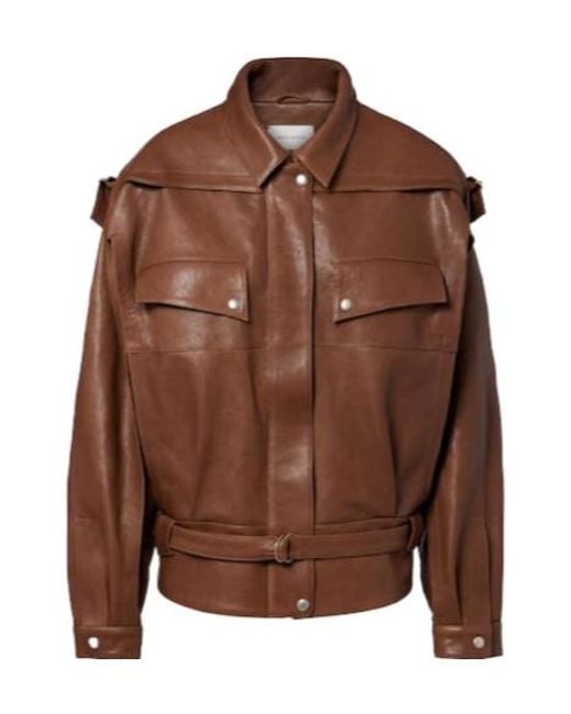 Magda Butrym Brown Long-Sleeved Leather Jacket