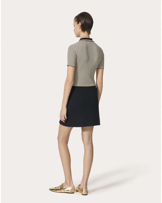 Valentino Gray Striped Short-Sleeved Polo Dress