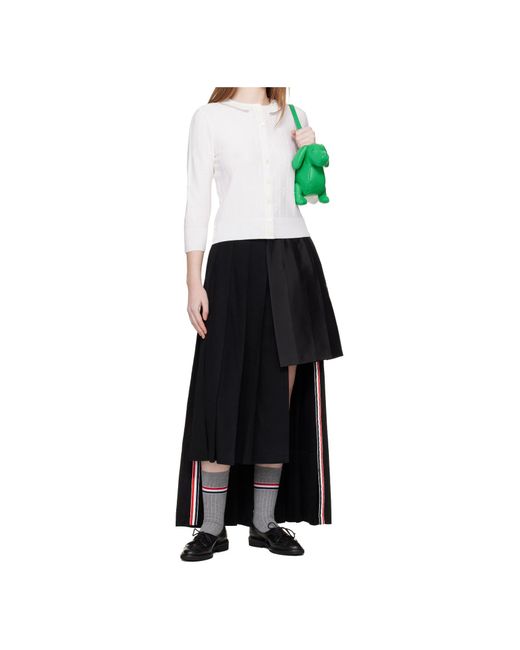 Thom Browne White Bobble Stitch Lace Trim Cardigan