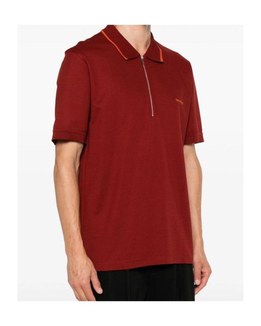 Ferragamo Red Short-Sleeved Polo Shirt for men