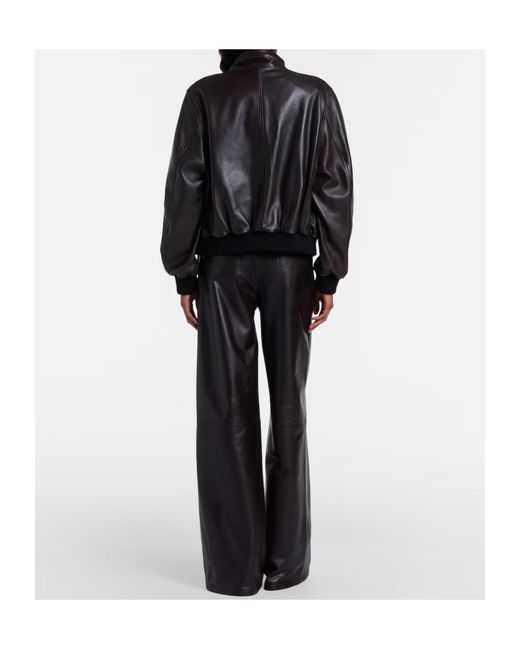Nour Hammour Black Coda Leather Wide-Leg Pants